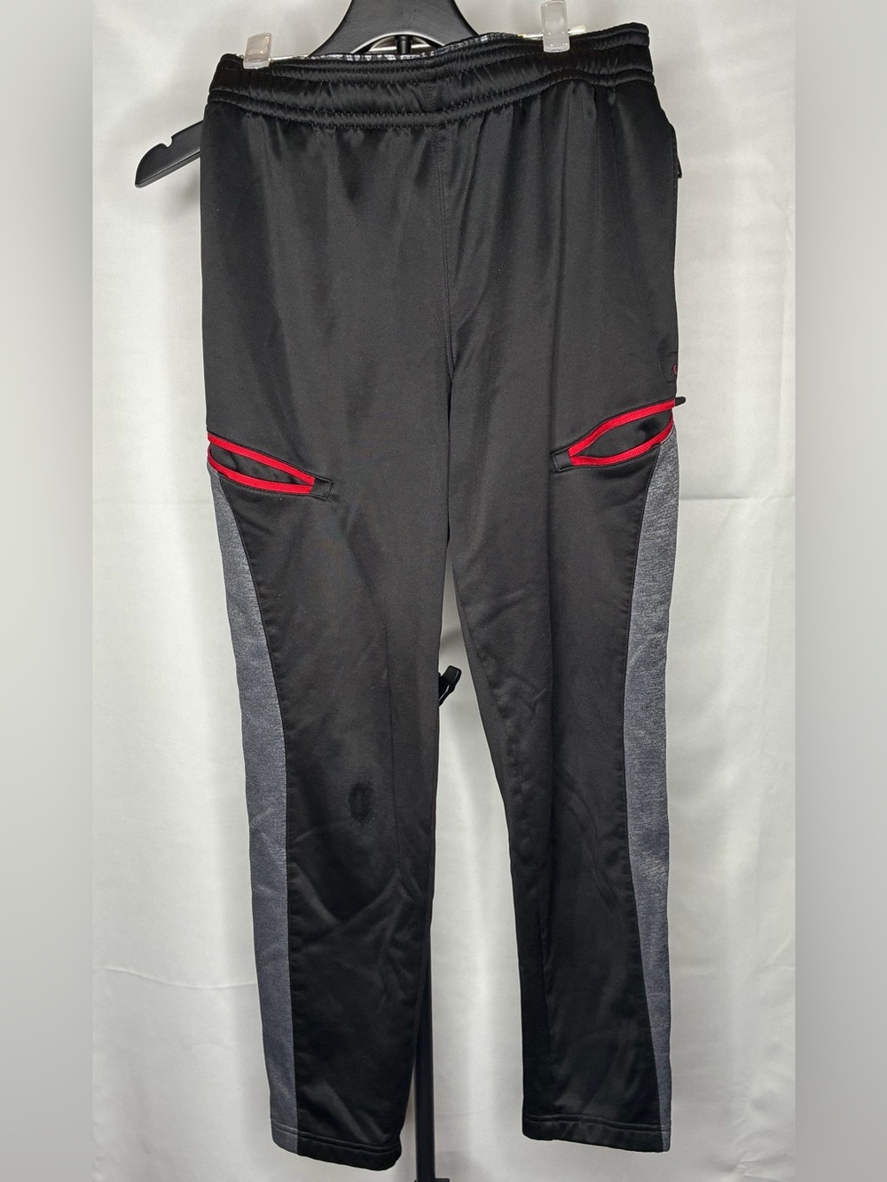 And1 Black Joggers with Gray Side Panels and Red Pocket Trim